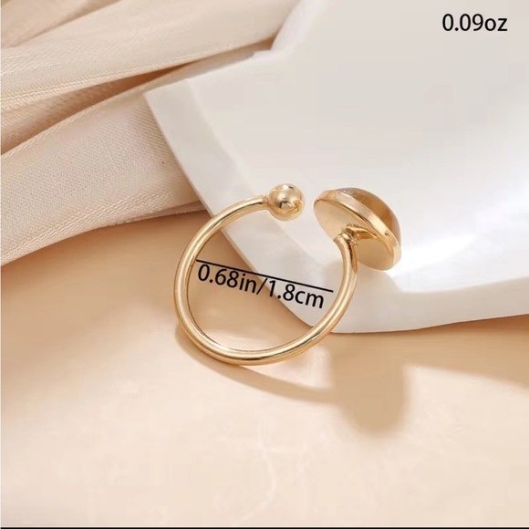 Gold Wrap Ring with Brown Round Gemstone - Picture 4 of 7